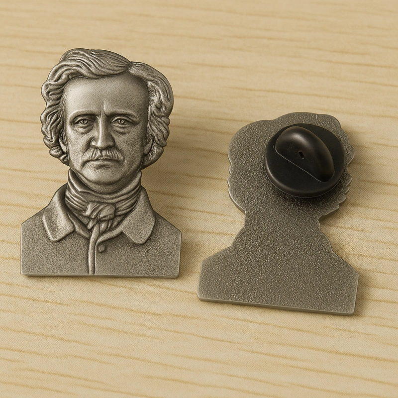 Edgar Allan Poe’s 3D Metal Lapel Pins Badges - CustomBlitz.com