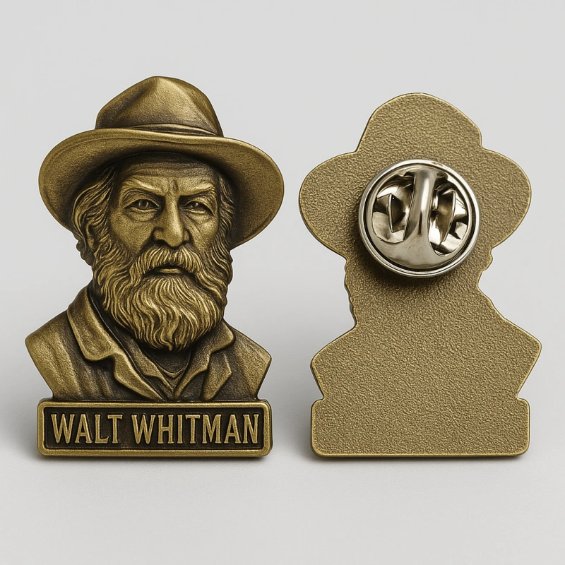 Walt Whitman’s 3D Metal Lapel Pins Badges - CustomBlitz.com