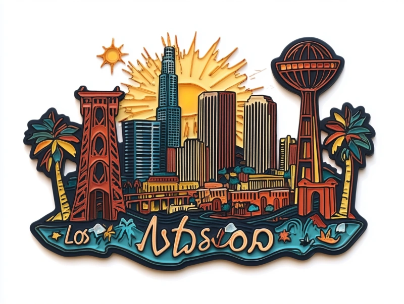 Custom Los Angeles landmarks Lapel Pins,Fridge Magnets,Keychains,Badges - CustomBlitz.com