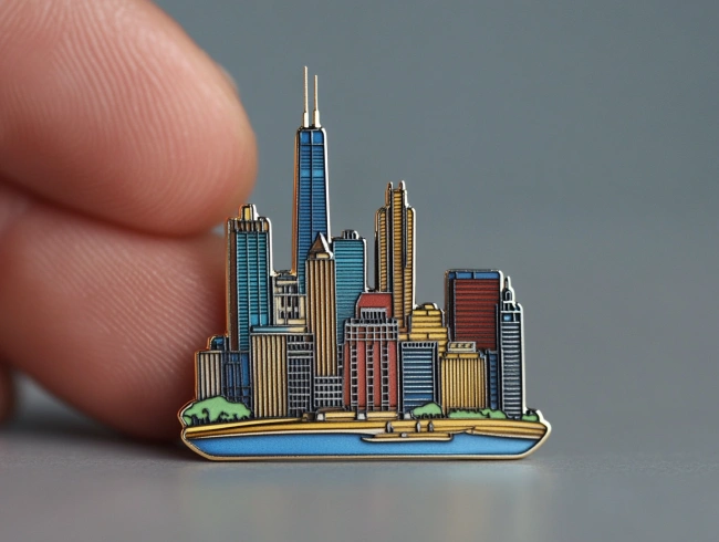 Custom Chicago landmarks Lapel Pins,Fridge Magnets,Keychains,Badges - CustomBlitz.com