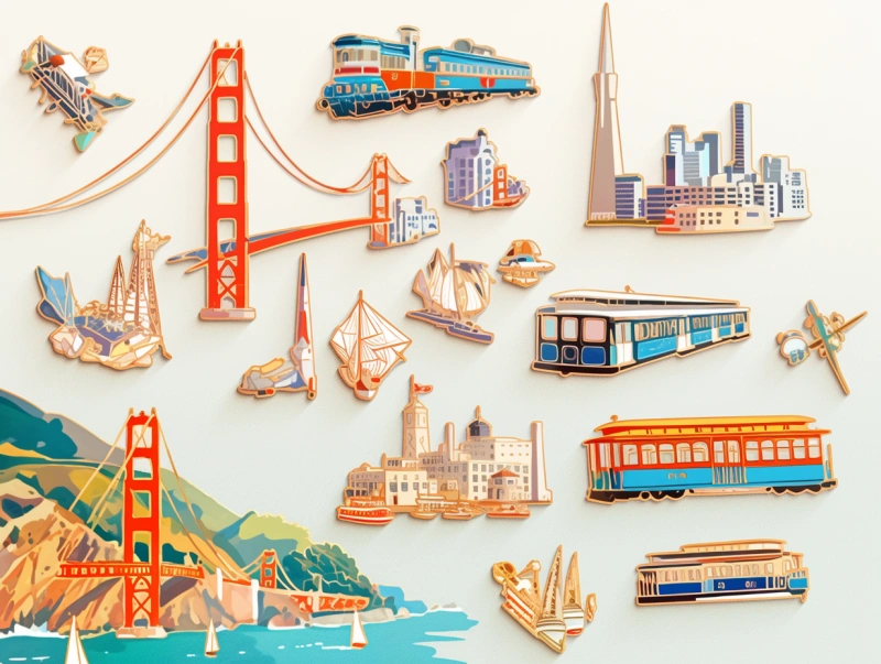 Custom San Francisco landmarks Lapel Pins,Fridge Magnets,Keychains,Badges - CustomBlitz.com