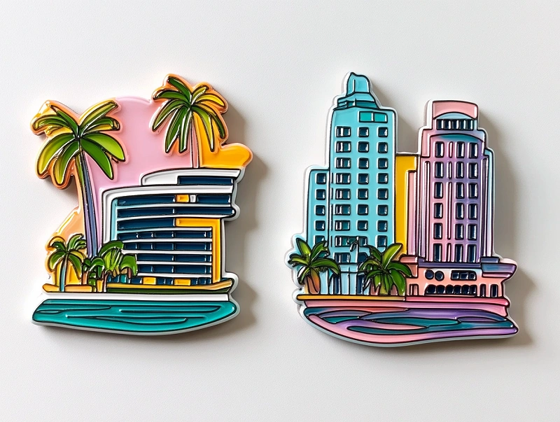 Custom Miami landmarks Lapel Pins,Fridge Magnets,Keychains,Badges - CustomBlitz.com