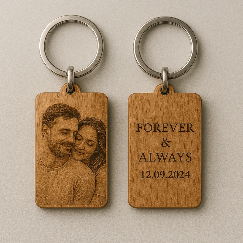 Wooden Engraved Photo Keychains - CustomBlitz.com