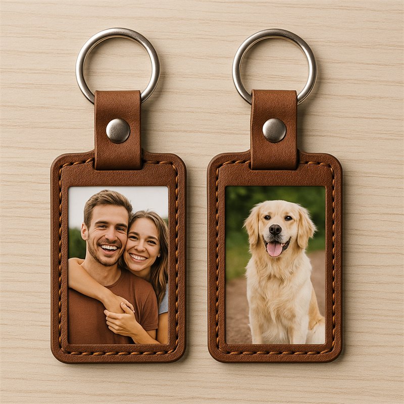Custom Leather Photo Keychains - CustomBlitz.com