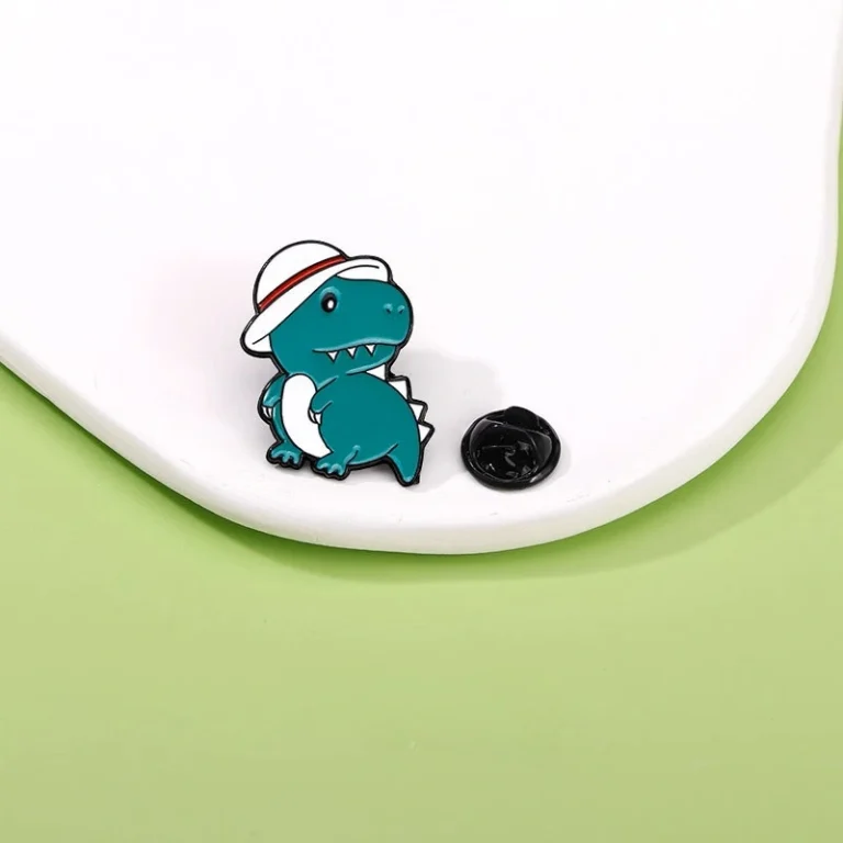 Custom Buy Stylish Dino with Hat Pins Badge - CustomBlitz.com