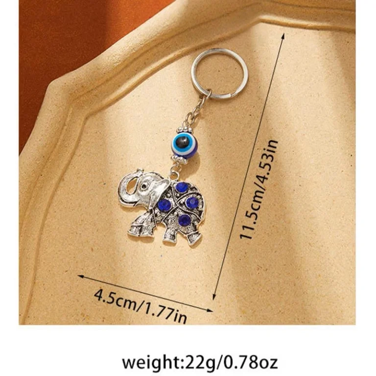 Custom Buy Elephant Evil Eye Keychains & Keyrings Size- CustomBlitz