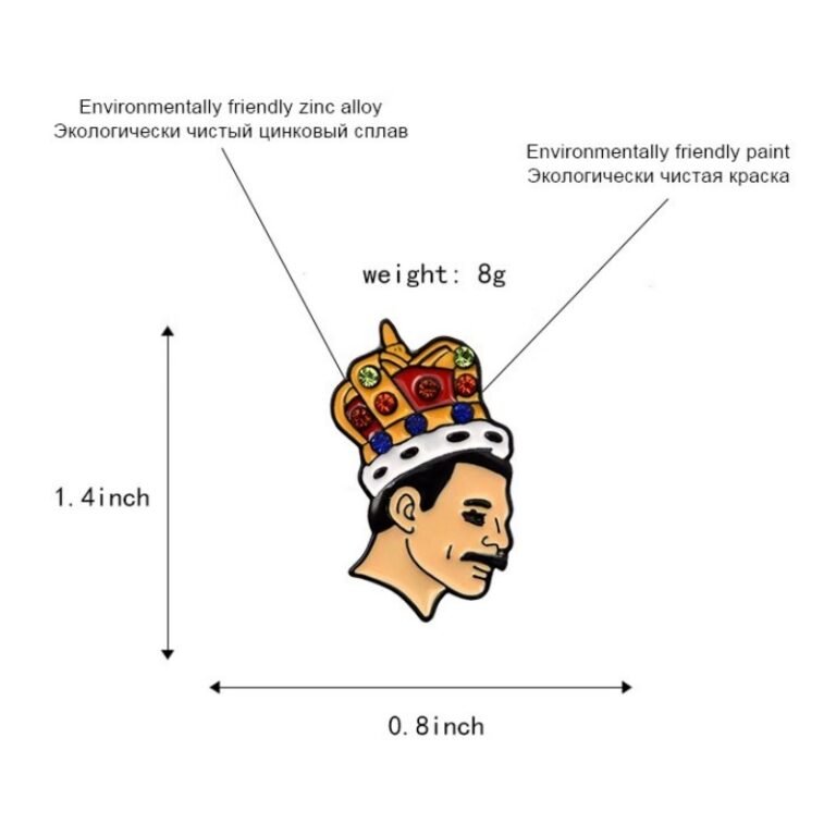 Custom Buy Freddie Mercury Crown Pins Badge Size- CustomBlitz